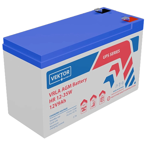 Купить Аккумуляторная батарея VEKTOR ENERGY HR 12-35W 12В 8Ач AGM F2 для ИБП в Краснодаре от производителя