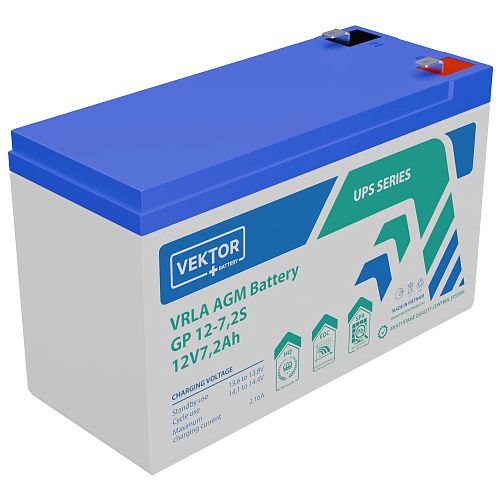 Купить Аккумуляторная батарея VEKTOR ENERGY GP 12-7.2S 12В 7.8Ач AGM F2 для ИБП в Краснодаре от производителя